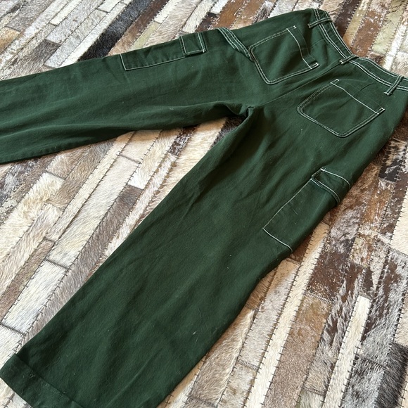Sandy Liang Forest Green Carpenter Staight Leg Barrel Jeans Size 2 - Picture 9 of 9